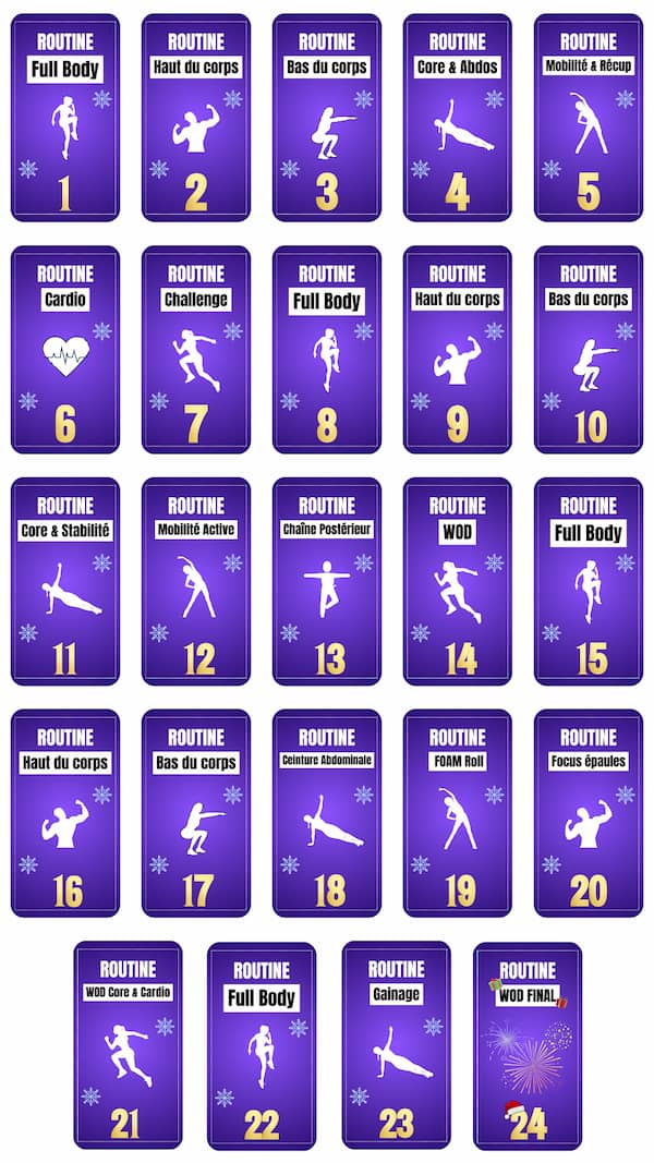 Calendrier de l'avent sportif - 24 routines gratuites